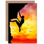 Wee Blue Coo Sport Sunset Free Climber Silhouette Birthday Sealed Greeting Card Plus Envelope Blank inside