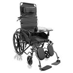 KosmoCare Recliner Cum Commode - Crest Series wheelchair | Foldable Wheelchair | Wheel chairs for old people | Recliner Wheel chair with Premium U-Cut Seat |