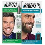 Just for Men Original Formula Dark Brown Hair Dye, Natural Look – H45 & Just for Men Moustache & Beard Dark Brown Dye, Eliminates Grey – M45