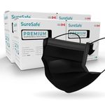 SURESAFE Premium Black Mask - Disposable Face Mask Pack 400 pcs, 3 Ply face mask with ear loop, Women and Men Face Mask, High Filtration