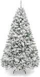 Asinse 7FT Snow Flocked Christmas Tree - Premium Artificial Spruce Christmas Tree with White Heavy Snow Flocking Lightweight and Easy to Assemble with Christmas Tree Metal Stand 1000 Tips