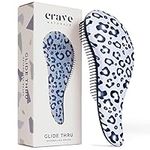 Crave Naturals Glide Thru Detangling Hair Brush for Adults & Kids Hair - Detangler Brush for Natural, Curly, Straight, Wet or Dry Hair - Hairbrush for Men & Women - 1 Pack - Blue Cheetah