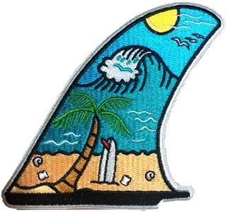 PatchClub Surf Fin Wave & Beach Patch, Outdoor Adventure Patch - Colorful Embroidered Cool Iron On/Sew On Patches