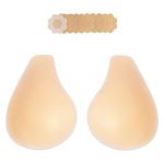 Bontierie 2025 Added Lift Ultra-Thin Seamless Nipple Covers Push up Sticky Adhesive Bras Solid Silicone Pasties for Women, Cream, Medium