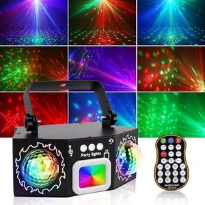 Vicalo Jeu de Lumière Disco avec 2 Boules Disco Lumière DJ RGB Activée par Musique, Effet Stroboscopique, Lampe de Scène pour Fête, Soirée DJ, Noël et Halloween