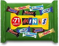 Direct Mart Mixed Mini Chocolate Multipack, Assorted Party Bag, Fun Size Chocolate Bars, Mars+Twix+Bounty+Snickers+Milky Way, Bulk Sweets, Individually Wrapped, Convenient Treat Bag (71 Chew Bars)