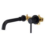 YardMonet Wall Mount Bathroom Faucet, Matte Black Single Handle Bathroom Sink Faucet Bathtub Faucet, Rough-in Valve Included