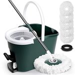 Myiosus Mop and Buckets Sets, Spinning Mop and Bucket Set with Foot Pedal, 128 cm Telescopic Handle & 5 Microfiber Reusable Pads, Floor Mops for Hardwood Laminate Tile Floor Cleaning