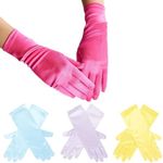 Juvale 4 Pairs of Satin Princess Gloves For Little Girls Dress Up Costumes, Tea Party, Birthday, Wedding, Pageant (4 Colors)