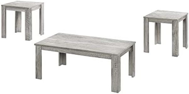 Monarch Specialties 7860P Table, 3pcs Set, Coffee, End, Side, Accent, Living Room, Laminate, Grey, Transitional Set-3Pcs Industrial, 44" L x 22" W x 15" H