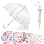 Baraida Kids Clear and Transparent Umbrella with an Easy Grip Handle, Dome Bubble Umbrella, Windproof for Kids Boys and Girls, Little Stars