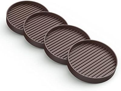 CasterMaster Non Slip Furniture Pads - 3x3 Brown Round Rubber Anti Skid Caster Cups Leg Coasters - Couch, Chair, Feet, and Bed Stoppers with Anti - Sliding Floor Grip (Set of 4)