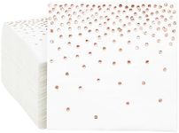 Juvale 100-Pack Rose Gold Cocktail Polka Dot Disposable Paper Napkins for Wedding Reception, Bridal Shower (3-Ply, 5x5 In)