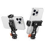 K&F Concept Metal Phone Tripod Mount, Universal Smartphone Stand with 2 Cold Shoe Mount, Adjustable Cellphone Holder for Horizontal and Vertical Shooting, Compatible with iPhone/Samsung and All Phones