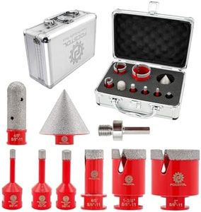 Diamond Core Drill Bit Set - FOCSTOL 9pcs Diamond Hole Saw Kit for Porcelain Tile Ceramic Marble Granite (6/8/10/20/35/50mm+20mm Finger Milling Bit+50mm Beveling Chamfer Bit+Hex)