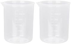 AKHTART 2 Pack Plastic Measuring Jugs, Transparent Lab Graduated Beakers, Heat Resistant Measuring Mixing Cups Set, Multipurpose Cooking Baking Liquid Measure Tool (250 ml+250 ml)