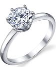 1.25 Carat Round Brilliant Cubic Zirconia CZ Sterling Silver 925 Wedding Engagement Ring Size M