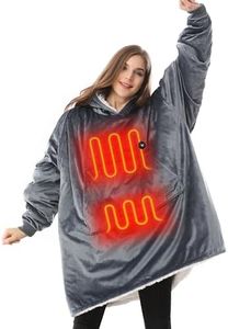 Venustas Heated Wearable Blanket Hoodie with Battery Pack 7.4V, Oversized Sherpa Blanket Hoodie Sweatshirt, Cozy Warm Soft