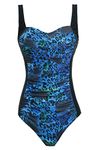 Aidotop Womens One Piece Swimsuit Tummy Control with Ruched Monokinis Tribal Swimsuits (13Blue Leopard, XL)