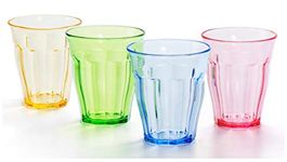 YINJOYI 10 oz Plastic Tumblers Drinking Glasses Kids Smoothie Cups Children's Water Glassware Reusable Colored Picnic Drinkware for Cocktail Juice Beer Wine Whiskey (4 Colors)