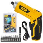 Deli DL-DP04-E2B1 3.6V 250RPM Cordless Screwdriver Set 1.5Ah Li-Ion Reversible Driver with 10-pieces Screw Bits LED Worklight 3.0N.m. Max Torque & Keyless Chuck for DIY & Home Use