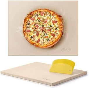 VEVOR Pizza Stone, 38 x 30 cm Rectangular Cordierite Pizza Stone, Extra Large Baking-Stone with Scraper, 15 mm Thick Heat-Resistant Cordierite, for Kitchen Oven, Baking Bread & Pizzas, BBQ Grilling