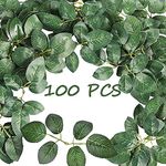 100 Pcs Fake Rose Flower Leaves Artificial Rose Leaves Artificial Greenery Leaves for DIY Wedding Bouquets Artificial Flowers Blush Roses Party Rose Garlands Wreath Decorations (Green)