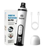 HANK Dog Nail Grinder | Upgraded Version LCD Display - 2 LED Lights - 3 Speed Modes Electric Pet Nail Trimmer | Perfect for Small Medium Large Dogs Cats (Pet Nail Grinder)