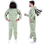 S Self Mark Bee Suit Professional Full Body Polycotton Beekeeping Clothes Veil Hood Hat Protective Beekeeping Suit Jacket Coat and Trouser Beekeepers Equipment for Men & Women (M, Olive Fancy Veil)