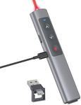 Metallic Presentation Clicker Presenter Remote - Rechargeable Wireless Presenter with Red Laser Pointer, 2-in-1 USB C Clicker for PowerPoint & Google Slides, Compatible with MacBook/Computer/Laptop