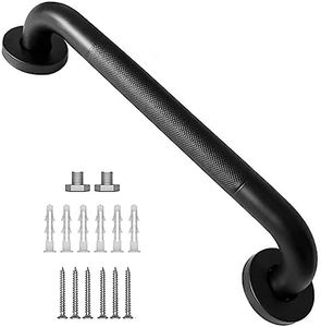 Bathtub Grab Bar, Stair Handrails with Non-Slip Handle, 30cm Black Coated Handrail Stainless Steel Railing Grab Bar Knurled Bathtub Handle for Indoor Outdoor