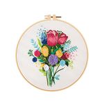 Topprosper Embroidery Kit for Adults Cross Stitch Starter Kit Includecraft Printed Embroidery Cloth with Flower Pattern, Embroidery Ring, Thread and Needle (Colar 01),Iron,