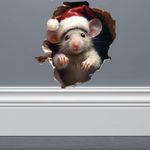 Santa Mouse Christmas Hole in Wall 