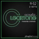 Cleartone Phosphor Bronze Custom Light Acoustic Guitar Strings 11-52 (2-Pack) (11-52)