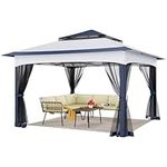 YITAHOME Pop Up Gazebo with Sides,3.3 X 3.3M Waterproof Heavy Duty Gazebo with Curtains &Mosquito Netting,outdoor Canopy Double Roof Shelter for Camping,Party,Patio,Backyard,BBQ (Blue)