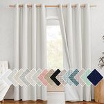 NICETOWN 100% Blackout Linen Curtains with Thermal Insulated White Liner, Privacy Vertical Window Drapes 84 inches Long for Office Laundry Living Room Windows, 52" Wide, 2 Panels, Ivory