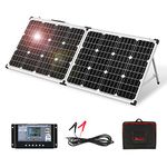 DOKIO Portable Foldable 100W 18v Solar Suitcase Monocrystalline, Folding Solar Panel Kit with Controller to Charge 12 Volts Batteries (AGM Lead/Acid Types Vented Gel) RV Camping Boat