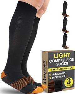 STEPWELL Light Compression Socks for Men & Women - 3 Pairs | Black with Copper | Soft Breathable 8-15 mmHg Compression Socks for Flying, Exercise, Comfort and Support-3P