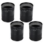 JMIATRY 4 Pack Metal Mesh Pen Pots for Desk, 8 x 10cm Pen Pot, Round Mesh Stationary Organiser Pencil Holder Great for Office, School and Dressing Table, Black