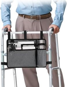 supregear Accessories Bag for Walker, Wheelchair, Rollator for Seniors, w/Cup Holder-Folding Walker Basket Large Capacity Waterproof Walker Caddy Pouch, Grey