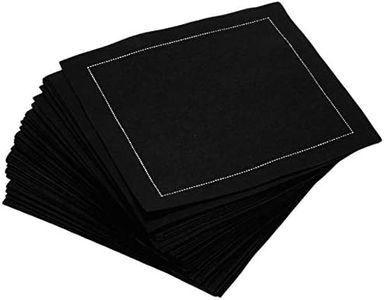 Signature Napkins CO11-201/DW200-50 4.5" x 4.5" 100% Cotton Cocktail Napkin, 50-Pack, Black