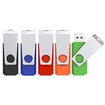 KEXIN 32GB USB Flash Drive 5-Pack USB Memory Stick Swivel USB Stick Thumb Drive Pen Drive 32 GB with LED Indicator for Data Storage and Backup (5Pack Mixcolor USB 2.0)