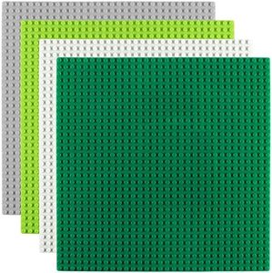 StarryTiger Lot de 4 Plaques de Base Classiques, Plaques de Base Compatible avec Toutes Marques, Jeux Créatifs, Mutlicolore Plaque de Base pour Jeux de Construction, Jouets Éducatifs, 25,5 x 25,5 cm