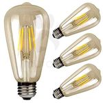 Mufasa 4-Watts e27 Screw Base 14cm LED Edison Vintage Antique Glass Light Bulb Decoration, Pendant Lamps, Chandeliers Yellow;Amber Light (Pack of 4)