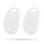 HOLOMARQ Key Finder Smart Tag 2 Pack Air Tracker, Works with Apple Find My [iOS ONLY, NOT for Android], Luggage Tracker with Sound, for (Car) Keys, Bags, Pets, Suitcase(T1, 2PCS, White)