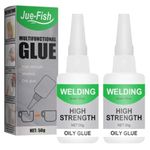 Jue Fish Glue,Multifunctional Glue, Universal Multipurpose Glue Welding High-Strength Oily Glue, Strong Adhesion for Metal, Plastic Wood Ceramics Leather (2pcs)