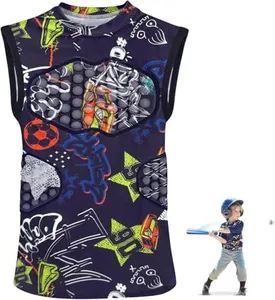 HolyElks Youth Padded Protective Shirt, Chest Rib Protector Heart Guard Sternum Shirt for Baseball Football Paintball (Blue, Youth-XL)