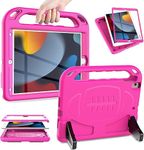 SINSO Kids Case for New iPad 10.2 2021/2020/2019 - iPad 9th/8th/7th Generation Built in Screen Protector, Shockproof Handle Stand Kids Case for iPad 10.2" (9th/8th/7th Gen) - Rose