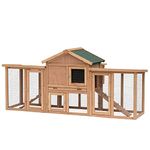 PawHut Large Chicken Coop with Run Backyard Hen House Poultry Coops Cages with Nesting Box Wooden 204 x 85 x 93cm