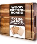 PREMIUM ACACIA Cutting Board & Professional Heavy Duty Butcher Block w/Juice Groove - Extra Large (17"x13"x1.4") Organic, End Grain Chopping Block. Ideal Serving Tray for Meat & Cheese